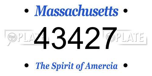 43427 Massachusetts License Plate