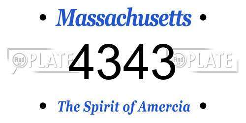 4343 Massachusetts License Plate