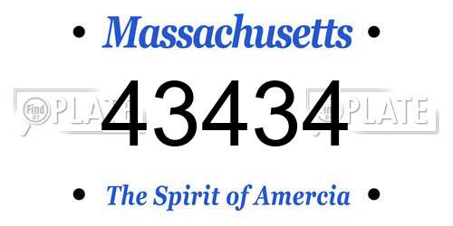 43434 Massachusetts License Plate