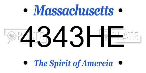 4343HE Massachusetts License Plate