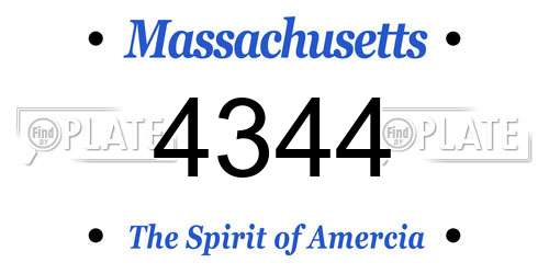 4344 Massachusetts License Plate