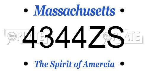 4344ZS Massachusetts License Plate