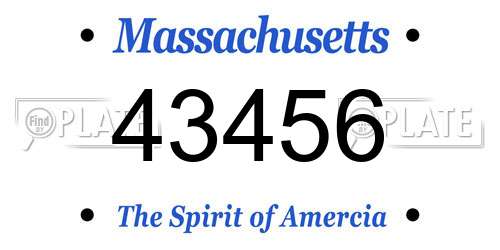43456 Massachusetts License Plate