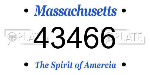 43466 Massachusetts License Plate