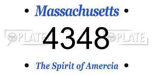 4348 Massachusetts License Plate