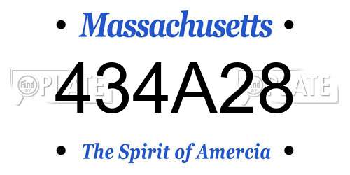 434A28 Massachusetts License Plate