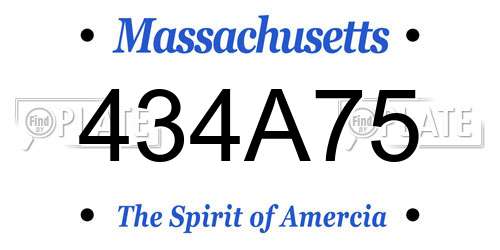 434A75 Massachusetts License Plate