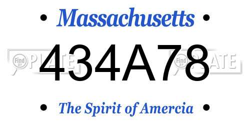 434A78 Massachusetts License Plate