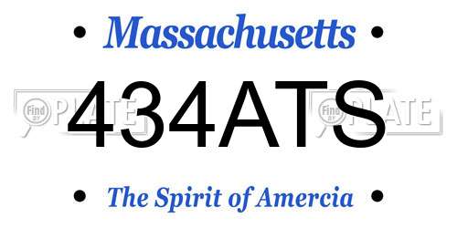 434ATS Massachusetts License Plate