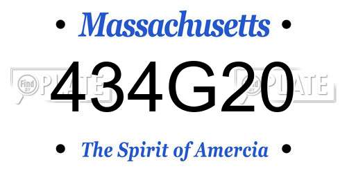 434G20 Massachusetts License Plate