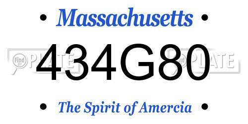 434G80 Massachusetts License Plate