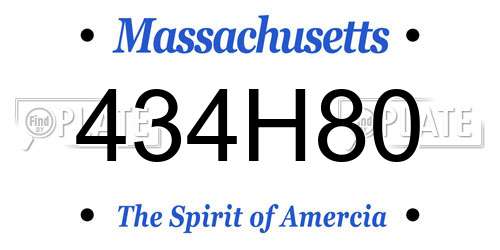 434H80 Massachusetts License Plate