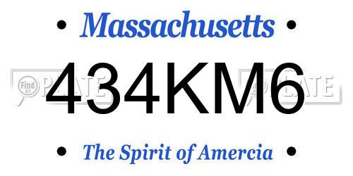434KM6 Massachusetts License Plate