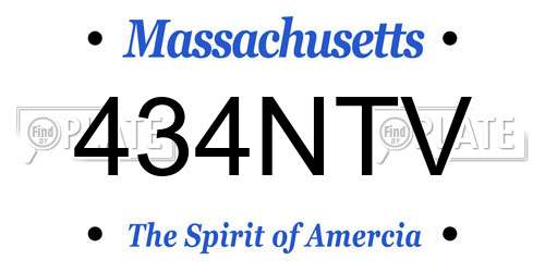 434NTV Massachusetts License Plate