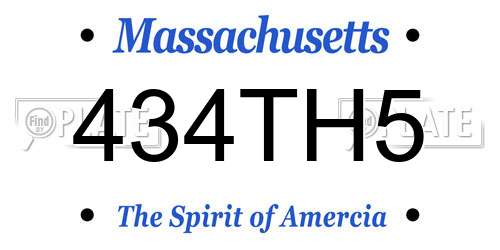 434TH5 Massachusetts License Plate