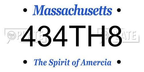434TH8 Massachusetts License Plate