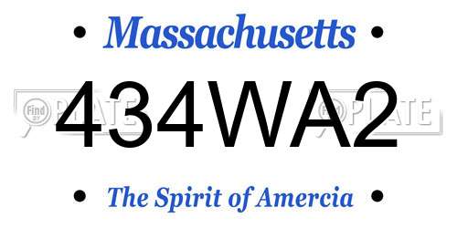 434WA2 Massachusetts License Plate