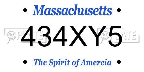 434XY5 Massachusetts License Plate