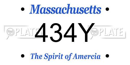 434Y Massachusetts License Plate