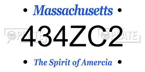434ZC2 Massachusetts License Plate