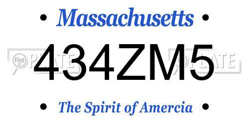 434ZM5 Massachusetts License Plate