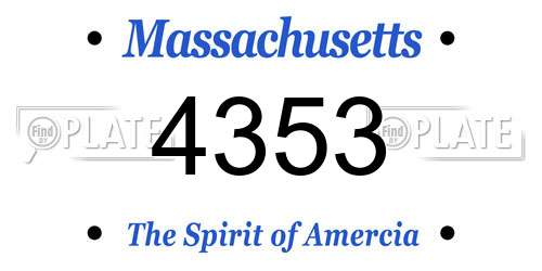 4353 Massachusetts License Plate