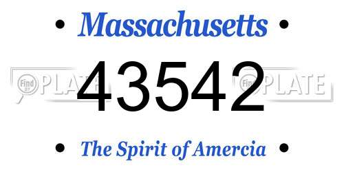 43542 Massachusetts License Plate