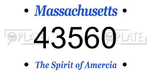 43560 Massachusetts License Plate