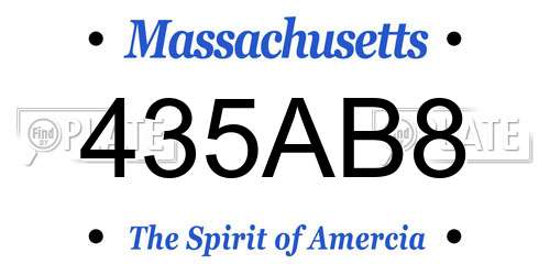435AB8 Massachusetts License Plate