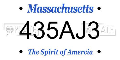 435AJ3 Massachusetts License Plate