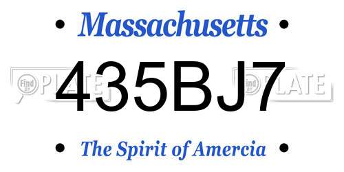 435BJ7 Massachusetts License Plate