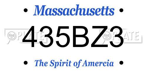 435BZ3 Massachusetts License Plate