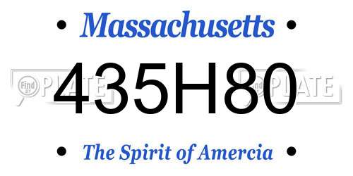 435H80 Massachusetts License Plate