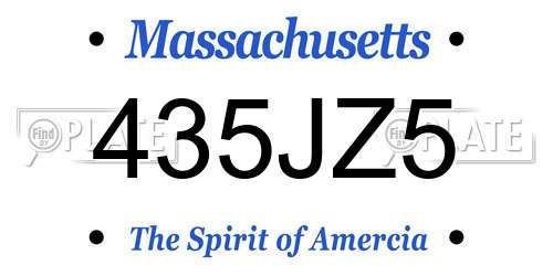 435JZ5 Massachusetts License Plate