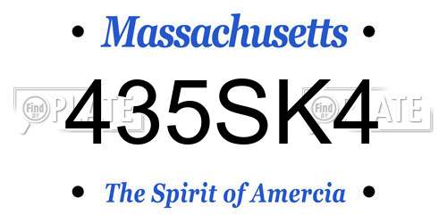 435SK4 Massachusetts License Plate
