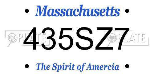 435SZ7 Massachusetts License Plate