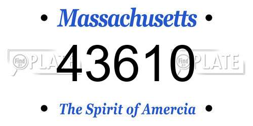 43610 Massachusetts License Plate