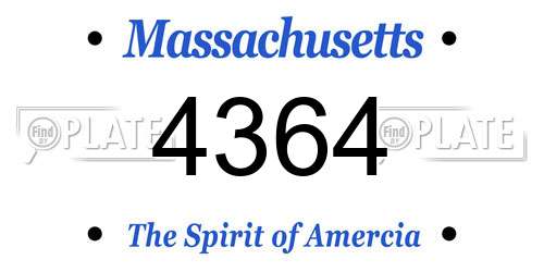 4364 Massachusetts License Plate
