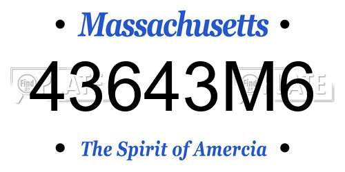 43643M6 Massachusetts License Plate