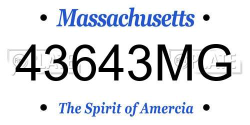 43643MG Massachusetts License Plate