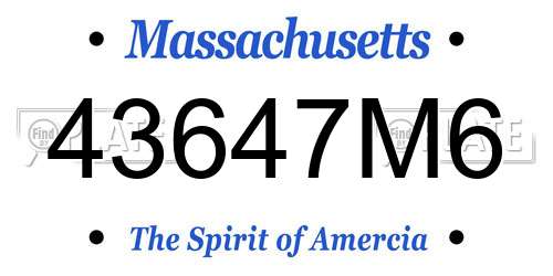 43647M6 Massachusetts License Plate