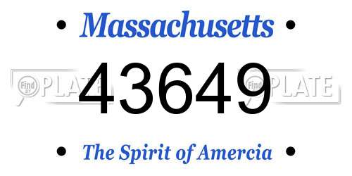 43649 Massachusetts License Plate