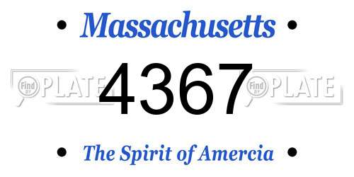 4367 Massachusetts License Plate