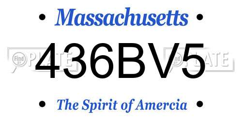 436BV5 Massachusetts License Plate
