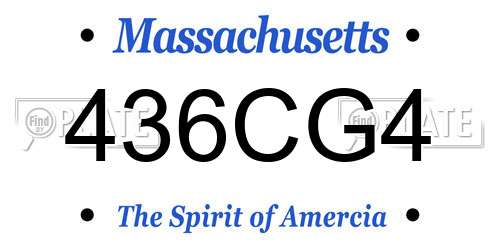 436CG4 Massachusetts License Plate