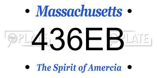 436EB Massachusetts License Plate