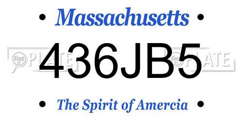 436JB5 Massachusetts License Plate