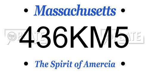 436KM5 Massachusetts License Plate