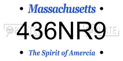 436NR9 Massachusetts License Plate