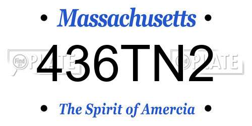 436TN2 Massachusetts License Plate